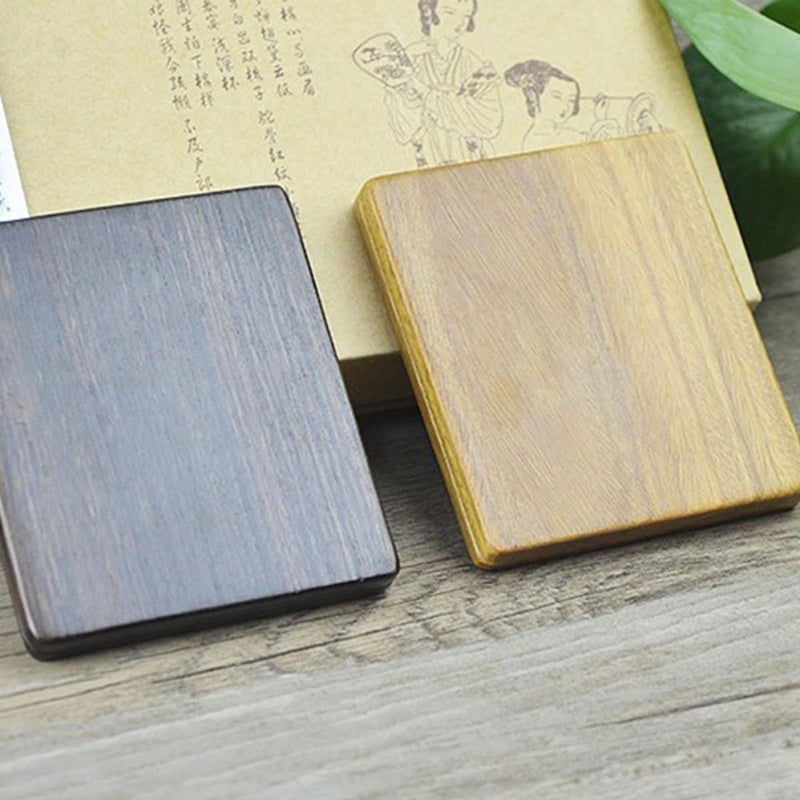 Hollow Carved Plum Blossom Design Portable Wooden Makeup Mirror Foldable Travel Vanity - Image 3