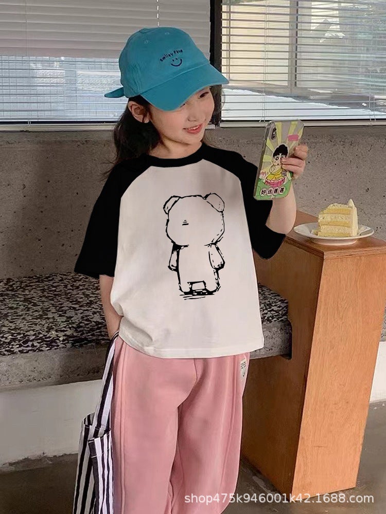 Children'S Cartoon Bear Cotton Short-Sleeved T-Shirt Summer Wear Boys And Girls Thin Sweat-Absorbent Half-Sleeve Shirt Fashion - Image 5
