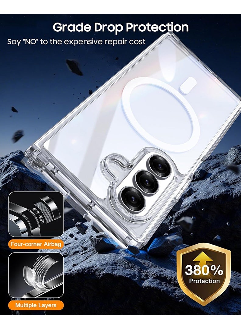 Case Up Premium Clear MagSafe Compatible Case For Samsung Galaxy Fold 7 [Compatible with MagSafe] Anti-Yellowing Slim Transparent Phone Case Protective Magnetic Cover - Image 5