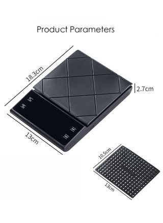 KitchenTour Coffee Scale with Timer - Digital Multifunction Weighing Scale with 3kg/0.1g High Precision - Pour Over Drip - Espresso Scale with Bright LCD Display,with Silicone Non-slip Pad,Black - view 2