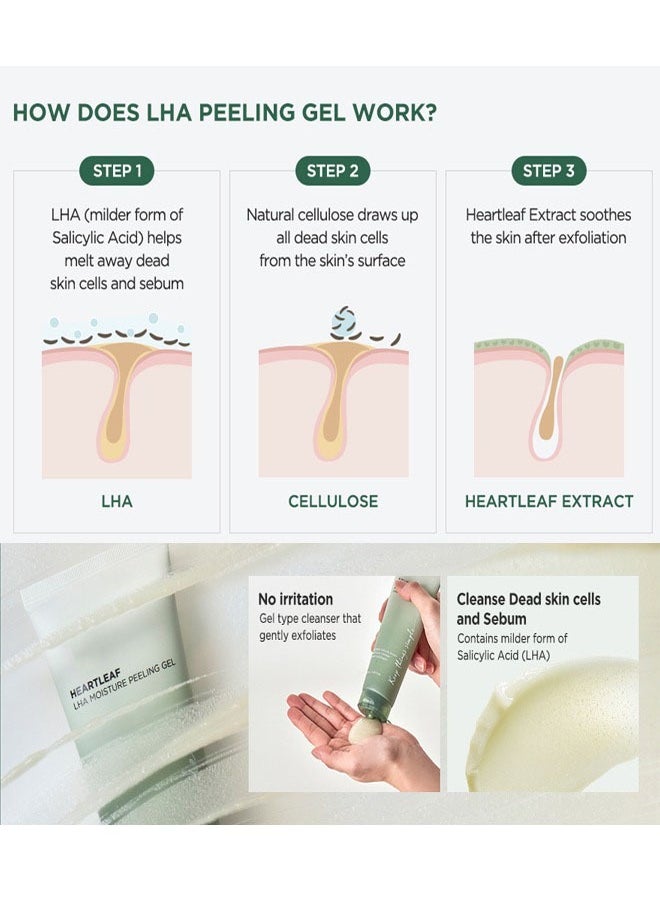 JS Heartleaf LHA Moisture Peeling Gel 120ml, Gentle Cleanser and Exfoliator With LHA, Remove Dead Skin Cells and Smooth Skin Texture, Salicylic Acid Acne Cleanser For Bright and Soft Skin  - Image 4