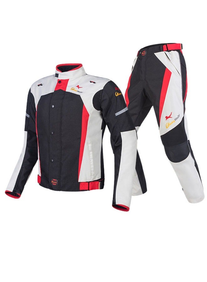 Riding Tribe Waterproof Motorcycle Set, Bike Rider Set 2-Piece Set, Motorcycle Reflective Jersey with Removable Cotton Liner and 11 Protective Gear  - Image 1