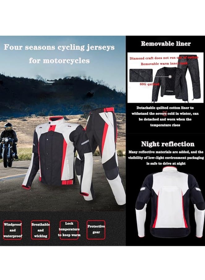 Riding Tribe Waterproof Motorcycle Set, Bike Rider Set 2-Piece Set, Motorcycle Reflective Jersey with Removable Cotton Liner and 11 Protective Gear  - Image 2