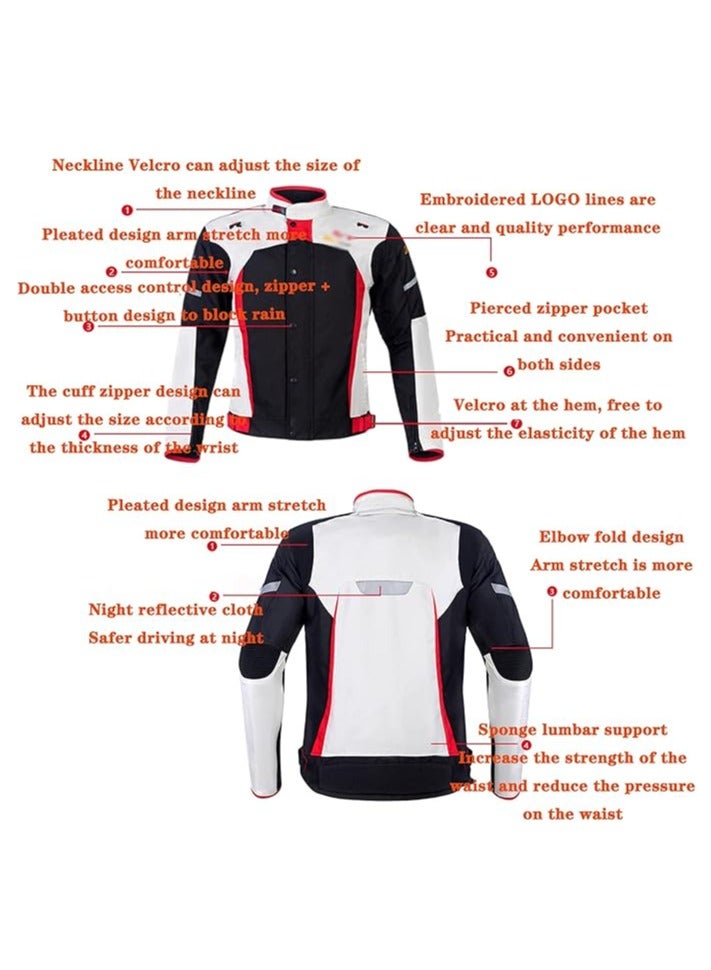 Riding Tribe Waterproof Motorcycle Set, Bike Rider Set 2-Piece Set, Motorcycle Reflective Jersey with Removable Cotton Liner and 11 Protective Gear  - Image 5