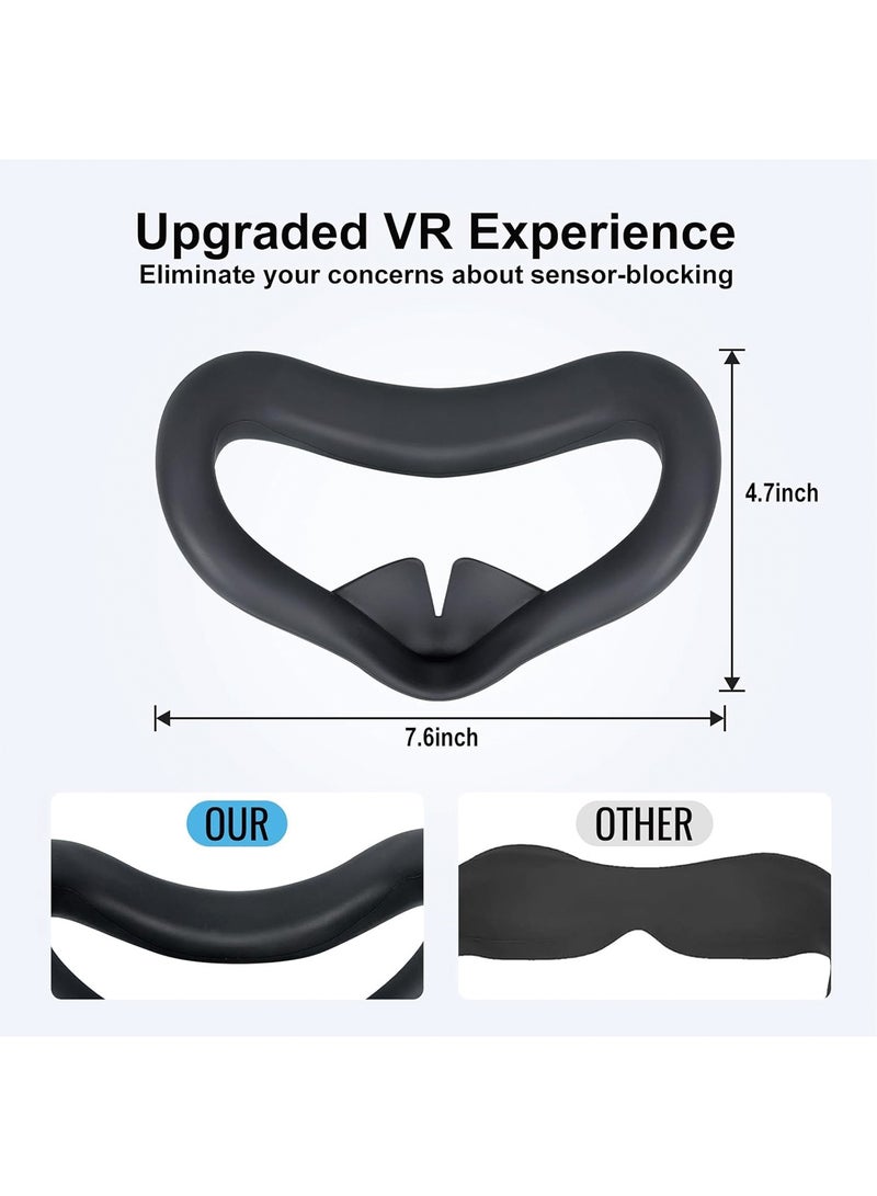 HaDoii VR Silicone Face Pad Cover for Meta Quest 3s Original Headset, VR Face Cushion Pad Mask for Oculus Quest 3s Headset Accessories (Black) - Image 2
