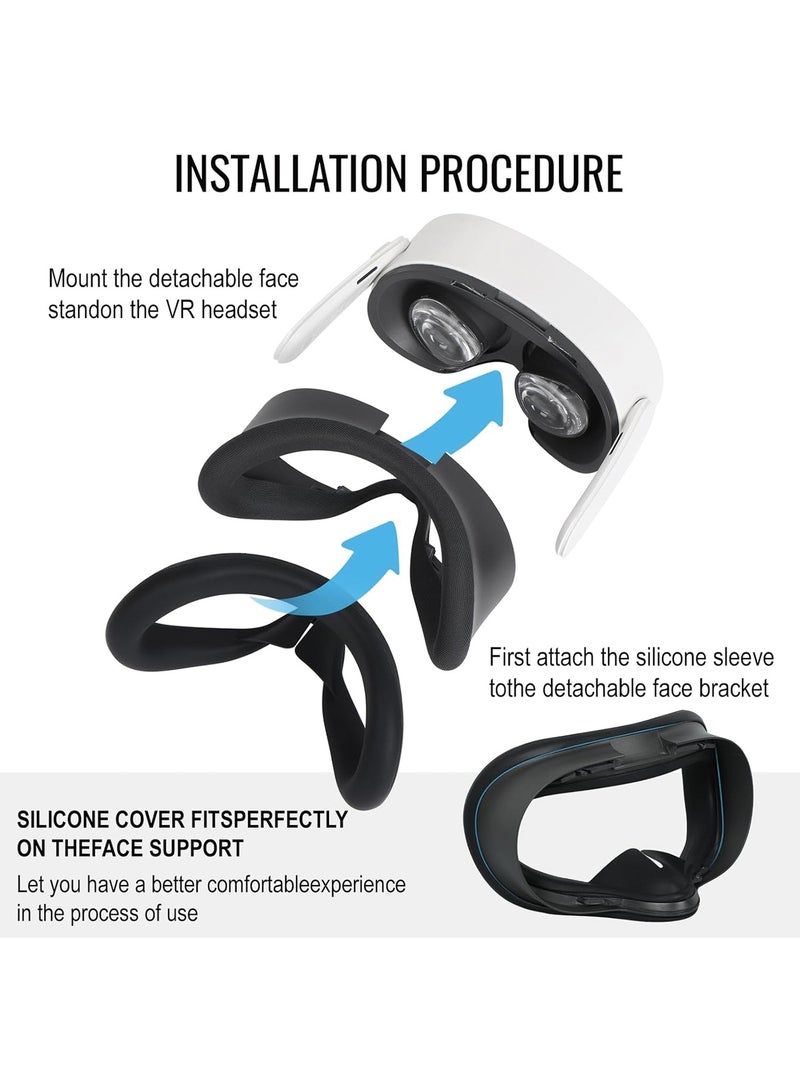 HaDoii VR Silicone Face Pad Cover for Meta Quest 3s Original Headset, VR Face Cushion Pad Mask for Oculus Quest 3s Headset Accessories (Black) - Image 5