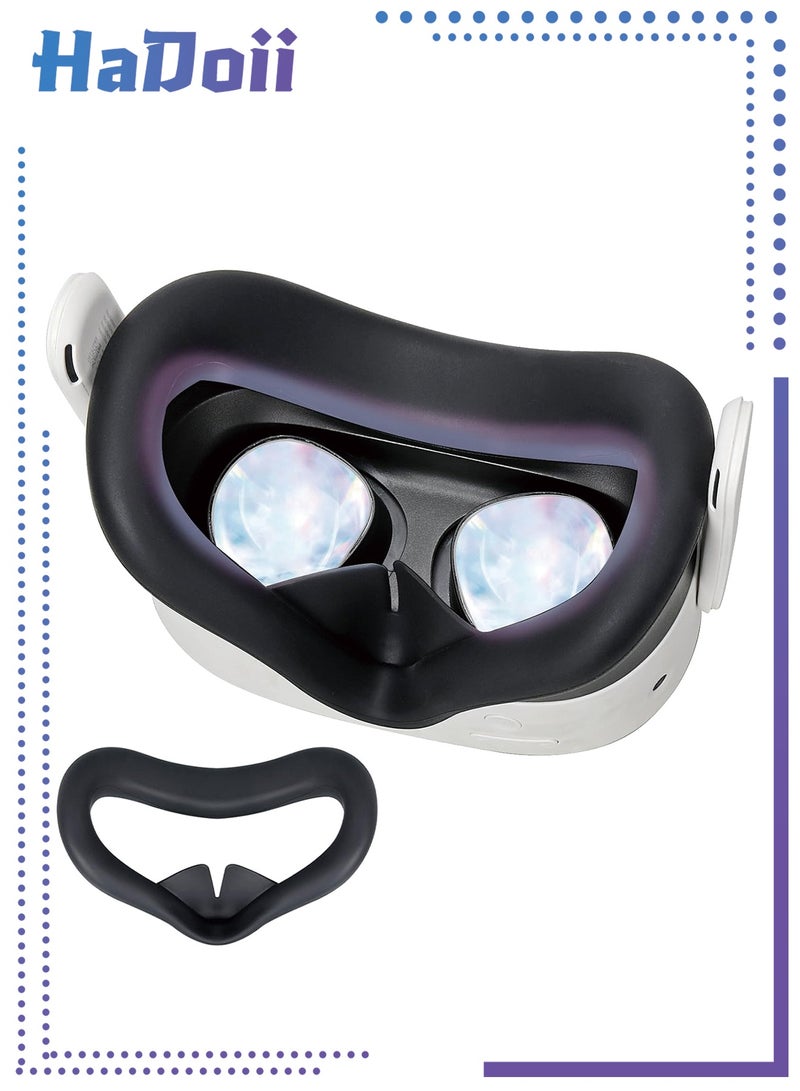 HaDoii VR Silicone Face Pad Cover for Meta Quest 3s Original Headset, VR Face Cushion Pad Mask for Oculus Quest 3s Headset Accessories (Black) - Image 1