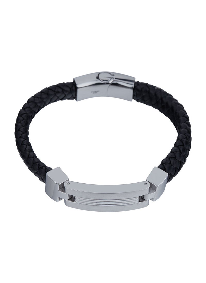 غاي لاروش سوار غي لاروش من الستانلس ستيل والجلد للرجال ، أسود ، 4TX702AV - Image 1