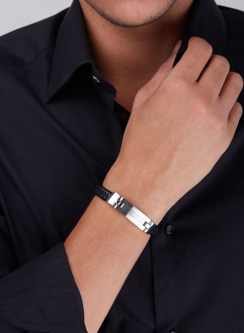 غاي لاروش سوار غي لاروش من الستانلس ستيل والجلد للرجال ، أسود ، 4TX702AV - Image 3