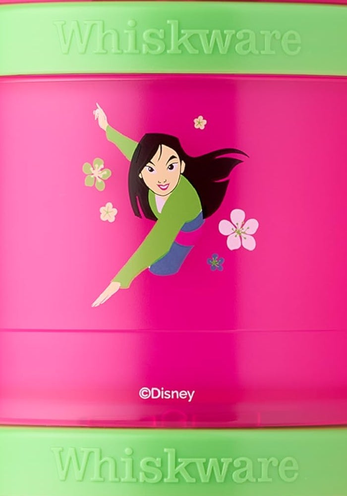 Whiskware Disney Princess Stackable Snack Containers for Kids, 3 Stackable Snack Cups for School and Travel, Mulan and Cri-Kee - Image 1