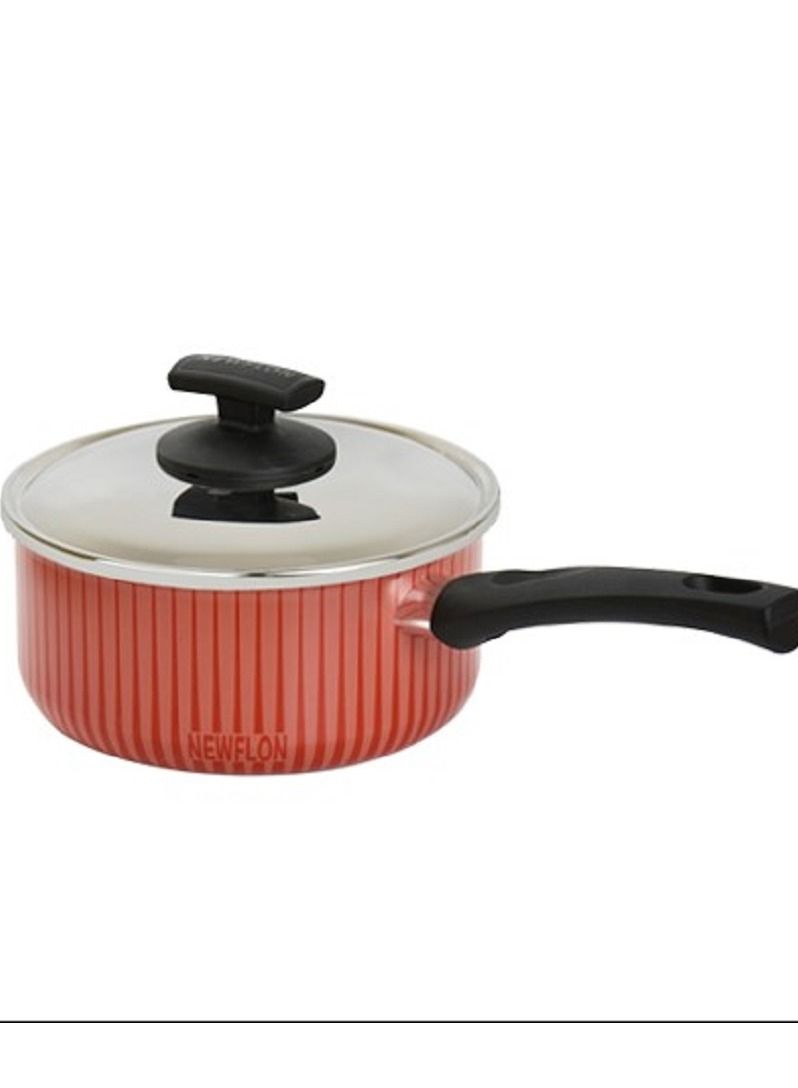 Newfloon Casserole and pan made of non-stick aluminum with a heat-resistant handle and a red/black stainless steel lid 