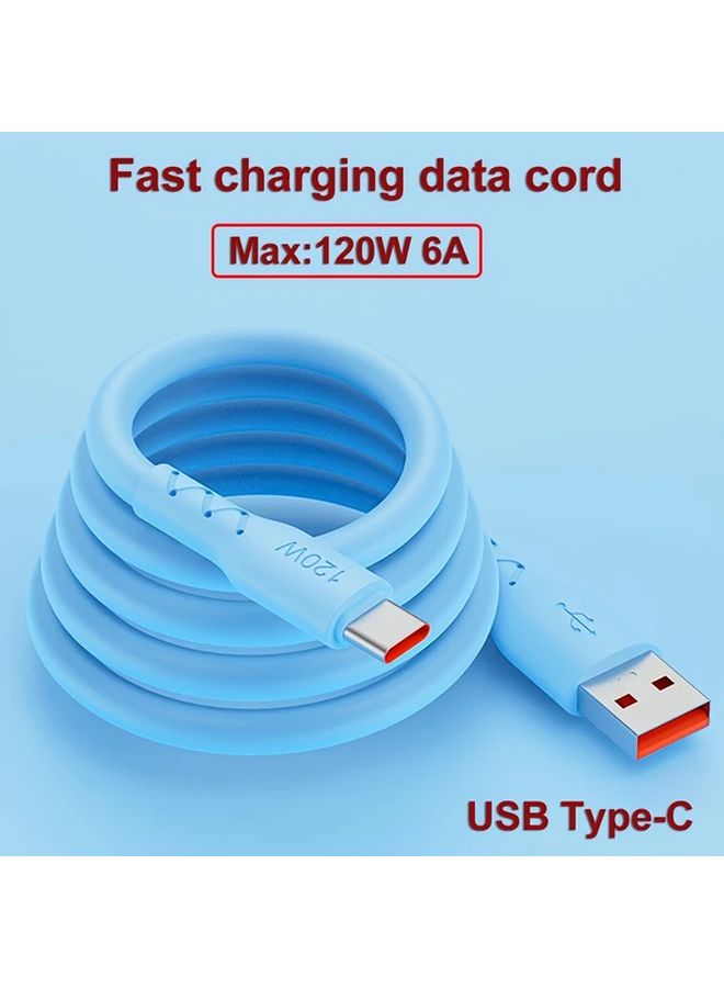 كابل USB-C سريع الشحن 1.5 متر أزرق لهواوي وشاومي وأوببو وفيفو وشاحن سيارة سبيكة - Image 1