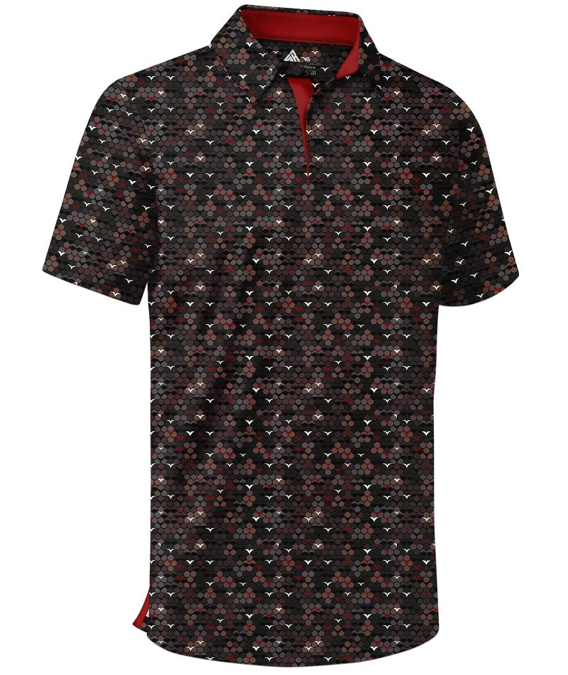 ZITY Mens Golf Shirt Short Sleeve Moisture Wicking Performance Daily Casual Print Patterns Collared Golf Polo Shirts for Men Black White Red X-Large - Image 1