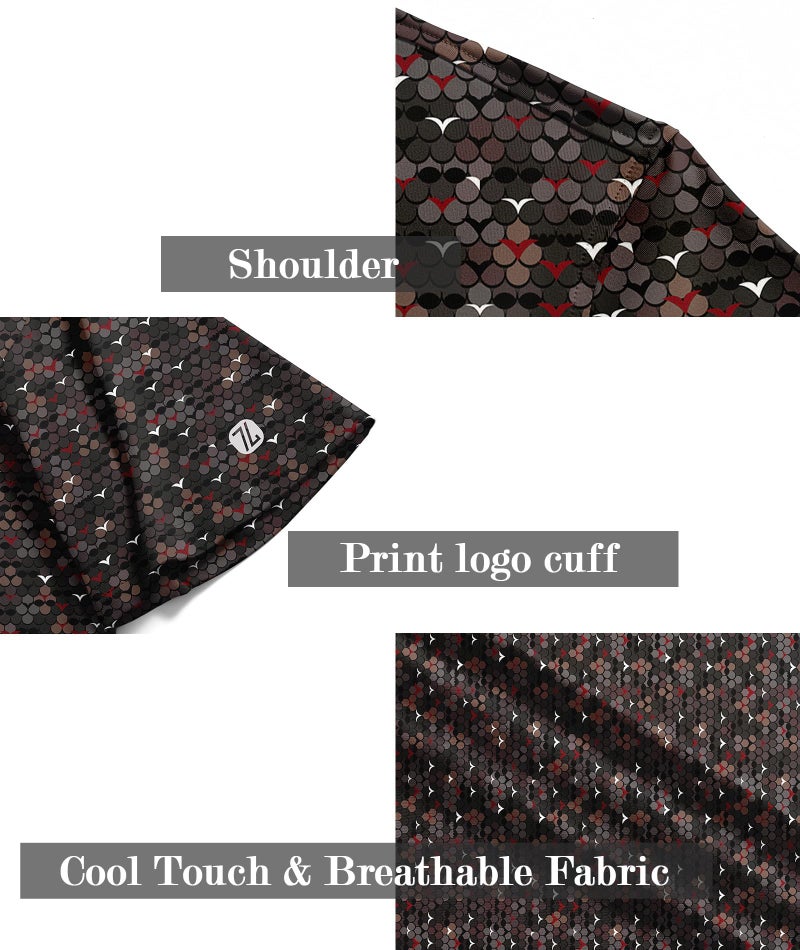 ZITY Mens Golf Shirt Short Sleeve Moisture Wicking Performance Daily Casual Print Patterns Collared Golf Polo Shirts for Men Black White Red X-Large - Image 5