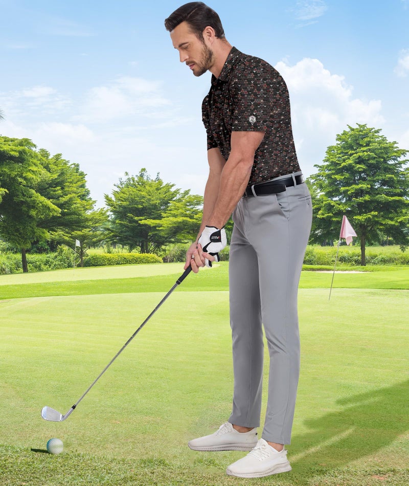 ZITY Mens Golf Shirt Short Sleeve Moisture Wicking Performance Daily Casual Print Patterns Collared Golf Polo Shirts for Men Black White Red X-Large - Image 3