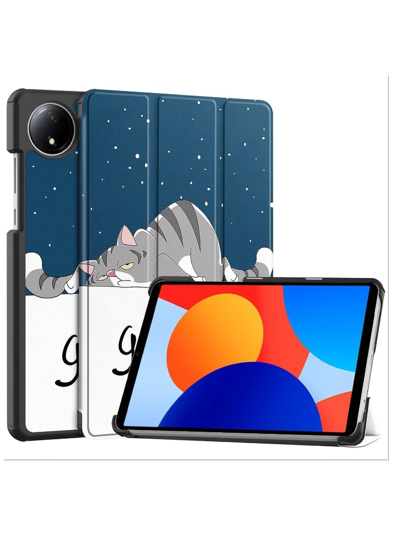 VKL Flip Case Compatible with Xiaomi Redmi Pad SE 4G 8.7, PU Leather Cover With Stand Function, 360° Protective - Cat - Image 1