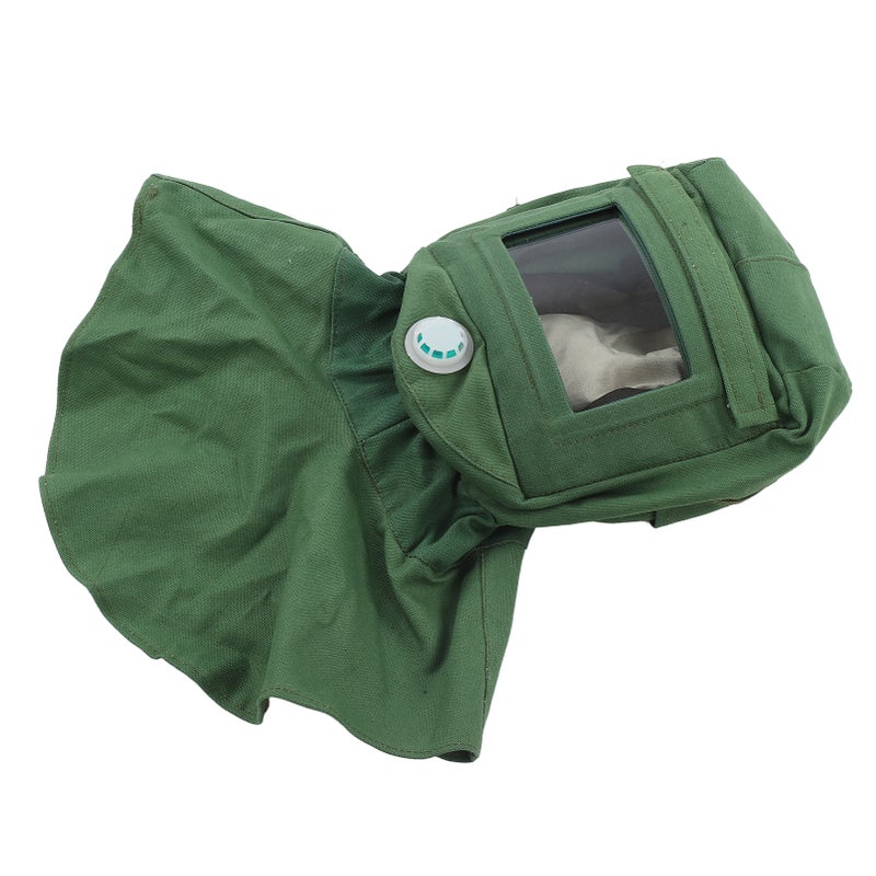 Sand Blasting Hood Cap Face Shield Vent Dustproof Windproof Canvas Shawl Cut Scratch Heat Resistant Neck Protector - Image 1