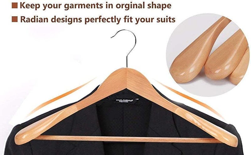 Evolluxi® Extra Wide Shoulder Wooden Suit Hangers, 360° Swivel Hooks Luxury Coat Hangers for Suits, Jackets, Coats, and Pants - Image 3
