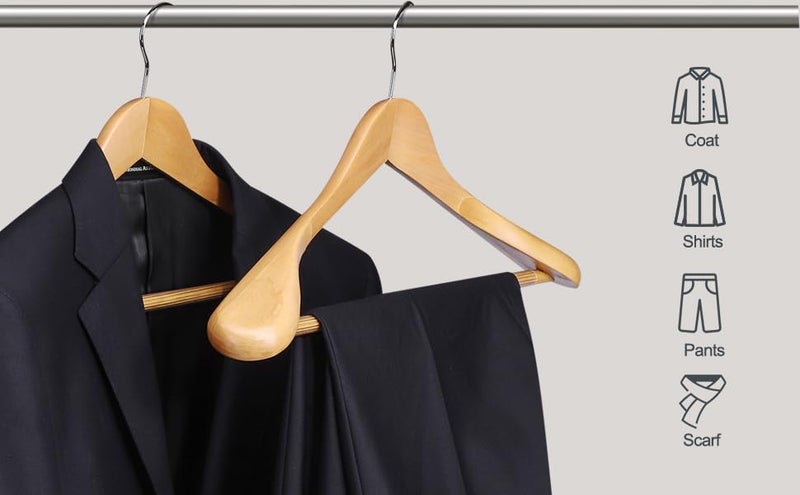 Evolluxi® Extra Wide Shoulder Wooden Suit Hangers, 360° Swivel Hooks Luxury Coat Hangers for Suits, Jackets, Coats, and Pants - Image 4