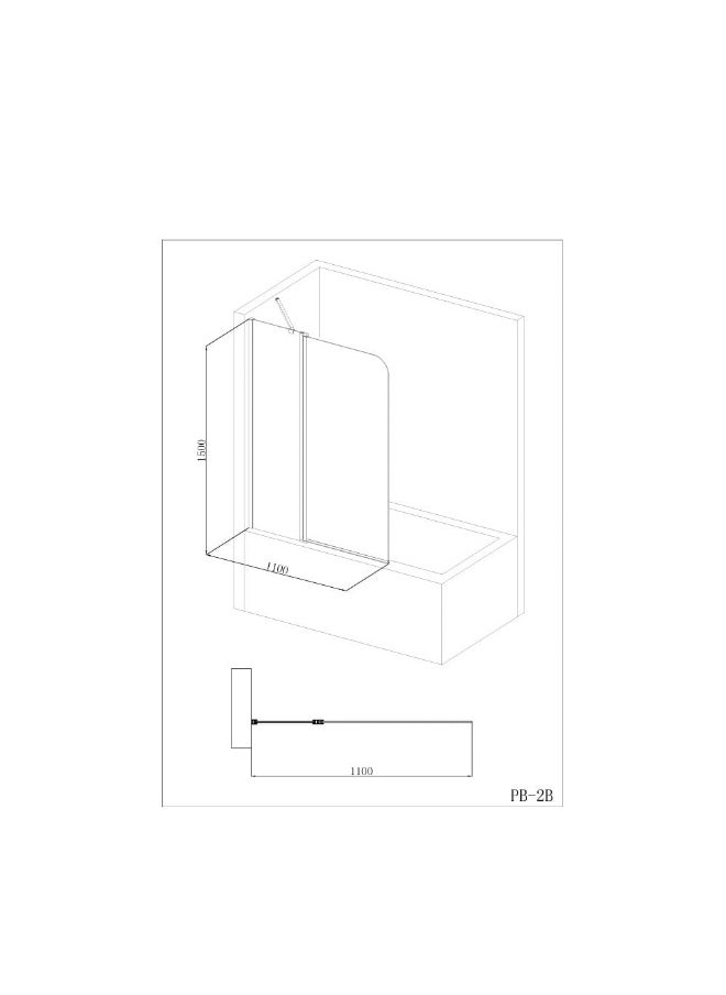 DANUBE HOME - Milano Bathtub Screen 1100*1500 Chrome (Pb-2B) | Tempered Glass Free Standing Bathtub | Floor Standing Bath Tub For Toilet Bathroom Washroom - Chrome Frame - Image 1