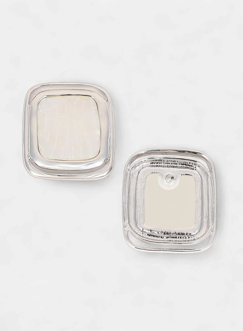 Sohi  Women The Moziac-Quad Statement Earrings | Metallic Silver Colour | One-Size | Artificial Stone Alloy Material | Push Back Closure | Earrings For Casual & Evening Wear for Women | Best Price UAE