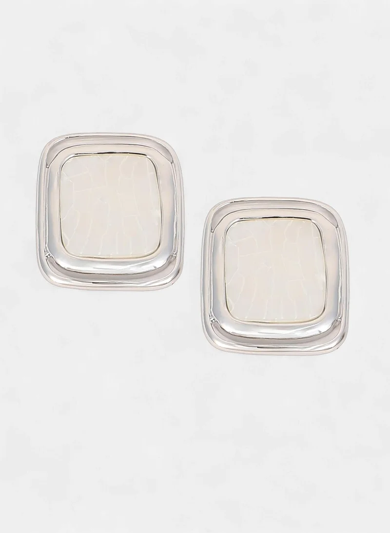 Sohi  Women The Moziac-Quad Statement Earrings | Metallic Silver Colour | One-Size | Artificial Stone Alloy Material | Push Back Closure | Earrings For Casual & Evening Wear for Women | Best Price UAE