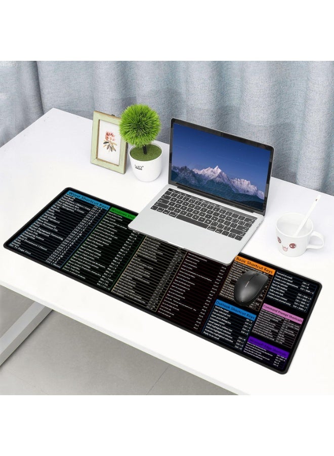 Extended Office Shortcut Keys Mouse Pad XL Desk Mat With Excel Word PowerPoint Outlook And Command Shortcuts 31.5 x 11.8 Inch - Image 2