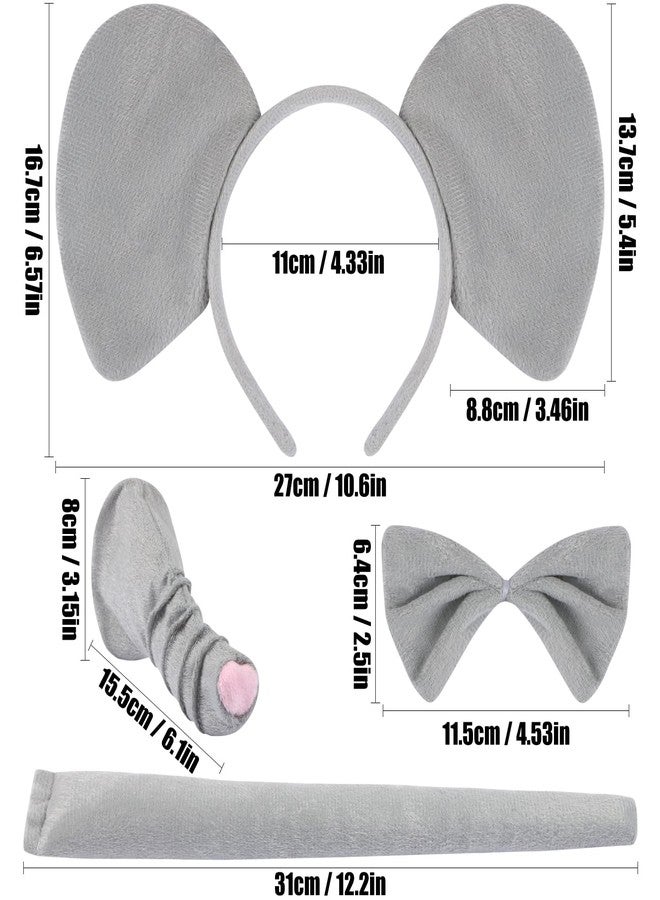 EVERMARKET 5 Pieces Elephant Costume Set Elephant Ears Headband Nose Tail Bow Tie Tutu Skirt Animal Fancy Dress Costume Kit Party Accessories for Halloween,Birthday,Christmas,Cosplay Dress Up Party Decorations - Image 2