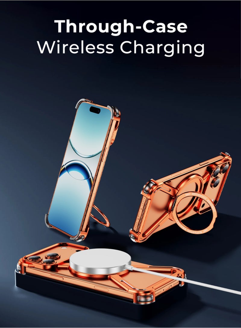 جلاسولوجي iPhone 17 Pro Max Borderless Case Orange Titanium Finish Slim Fit Shock Protection MagSafe Compatible - Image 5