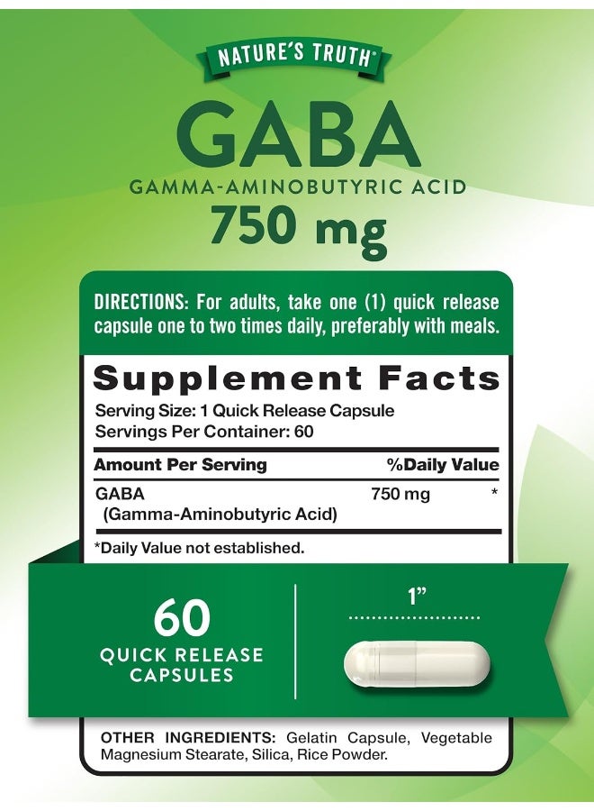 Nature's Truth جابا 750 مجم لعلاج التوتر والمزاج، 60 كبسولة - Image 2