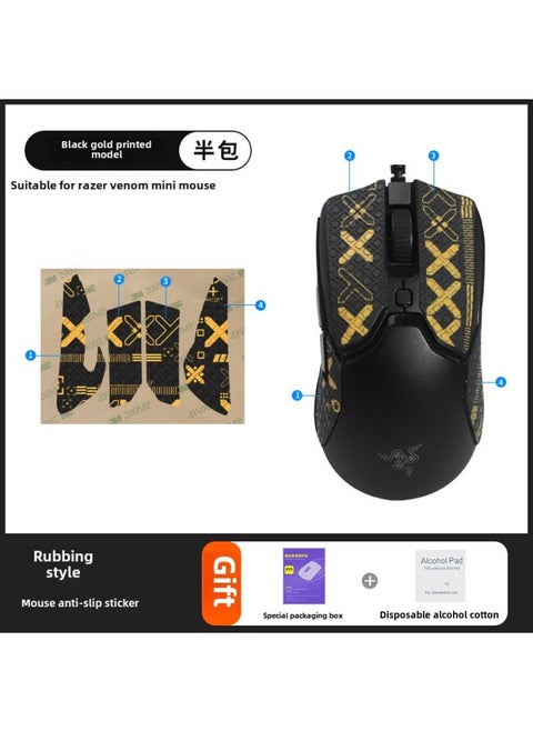 Suitable For Thunder Snake Viper V3 Extreme Edition Anti-slip Sticker Ultimate Edition 8KHz V2PRO Mouse Viper Mini Sticker-Color:Poison Viper Mini  Black Gold Print ❤ Send Cleaning Cotton
