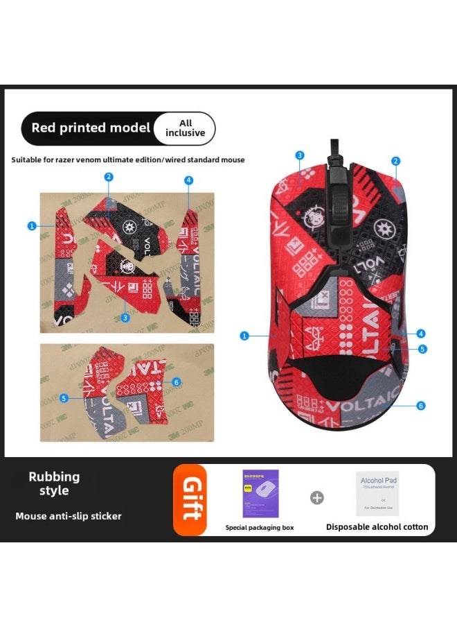Suitable For Thunder Snake Viper V3 Extreme Edition Anti-slip Sticker Ultimate Edition 8KHz V2PRO Mouse Viper Mini Sticker-Color:Poison Viper Mini  Black Gold Print ❤ Send Cleaning Cotton