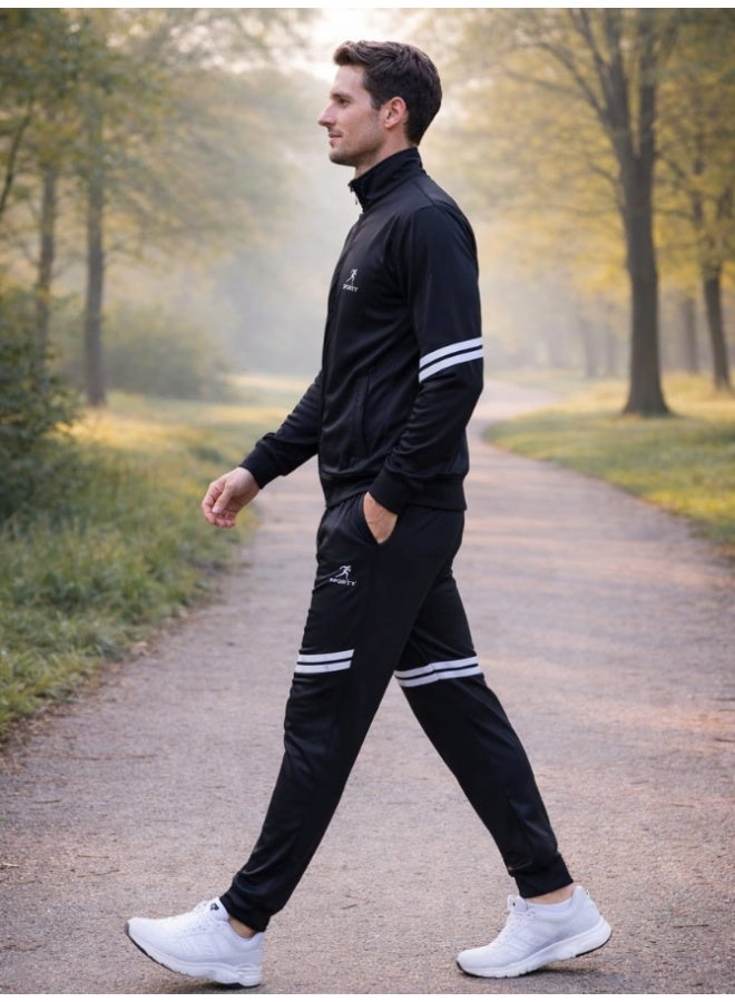 Sporty Essential Black Tracksuit Lightweight and Durable Black - Image 2