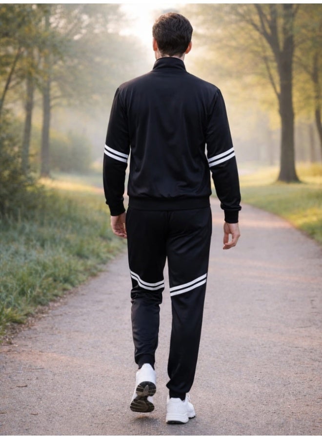 Sporty Essential Black Tracksuit Lightweight and Durable Black - Image 3