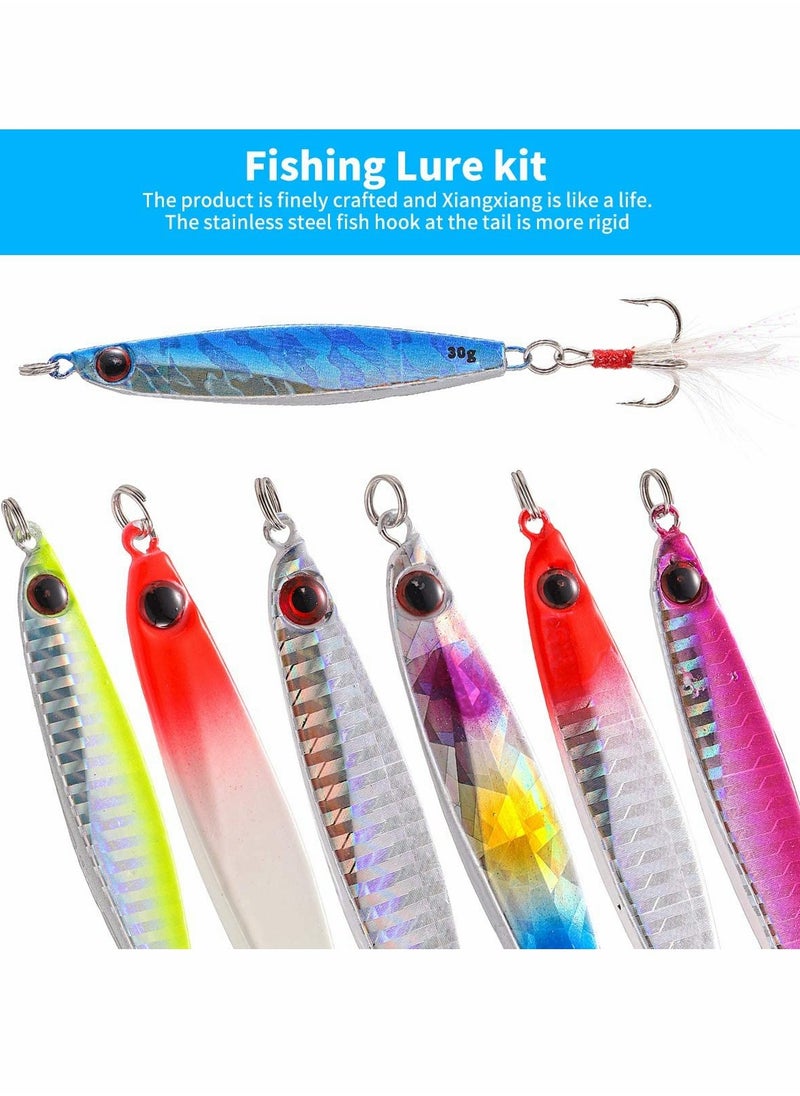 Excefore 7 Pcs Fishing Lures Hard Metal Sea Fishing Spinners, Sea Fishing Lures, Sea Fishing Sinking Lure for Wobbler Pike Carp Trout Perch Squid Catfish Fishing Baits (30g*7pcs)  - Image 2