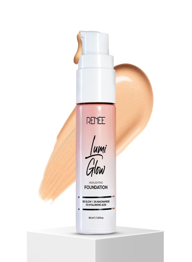 RENEE Lumi Glow Highlighting Liquid Foundation -Glazed Bronz | Dewy Finish, Buildable Coverage & 3D Glow | Hydrates & Smoothens For Luminous Skin | With Hyaluronic acid & Niacinamide | 30ml - Image 1