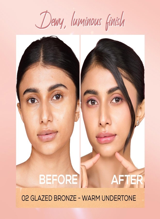 RENEE Lumi Glow Highlighting Liquid Foundation -Glazed Bronz | Dewy Finish, Buildable Coverage & 3D Glow | Hydrates & Smoothens For Luminous Skin | With Hyaluronic acid & Niacinamide | 30ml - Image 2