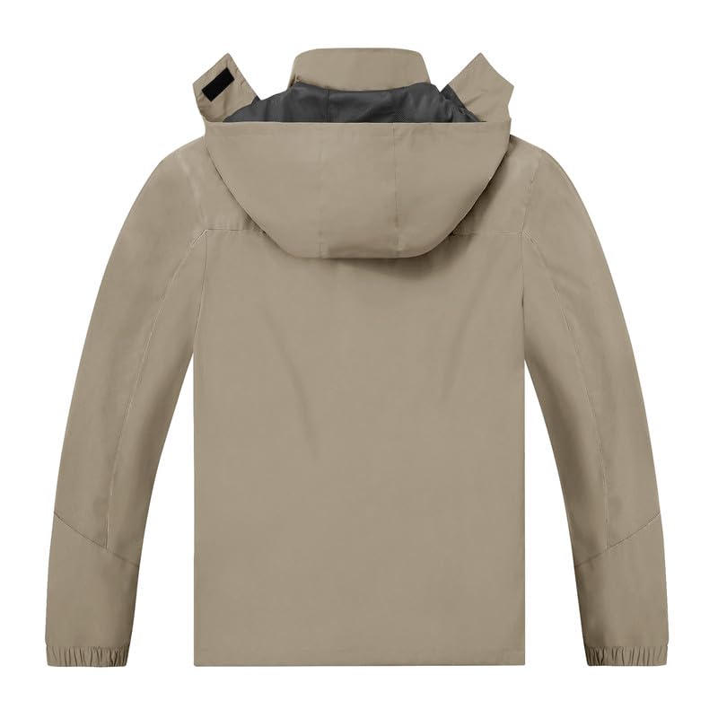 TEZO Mens Rain Jacket Waterproof with Hooded Hiking Coat Lightweight Windbreaker(KA XL) - Image 3