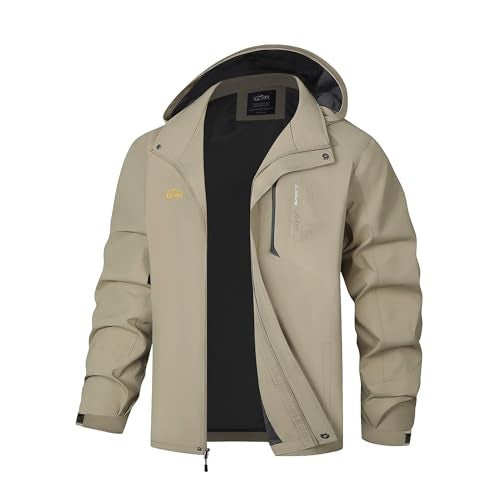 TEZO Mens Rain Jacket Waterproof with Hooded Hiking Coat Lightweight Windbreaker(KA XL) - Image 4