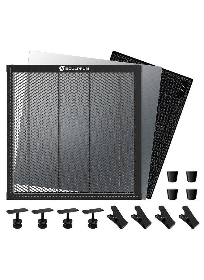 SCULPFUN H3 400x400mm Laser Cutting Honeycomb Panel Workbench Suitable for Diode CO2 Laser Engraving Machine Professional Metal Clamps Easy to Observe Desktop Protection for Carving Wood/Leather/Metal/Acrylic  - Image 1