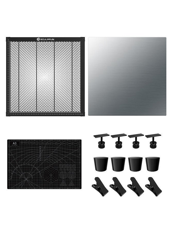 SCULPFUN H3 400x400mm Laser Cutting Honeycomb Panel Workbench Suitable for Diode CO2 Laser Engraving Machine Professional Metal Clamps Easy to Observe Desktop Protection for Carving Wood/Leather/Metal/Acrylic  - Image 2