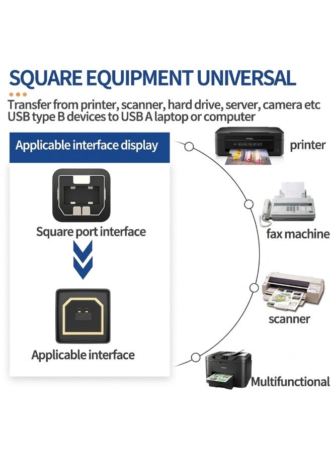 كابل طابعة USB عالي الجودة SIPU بطول 5 متر – كابل نقل بيانات USB ذكر إلى ذكر مع غلاف PVC وطبقة حماية من التشويش - Image 5