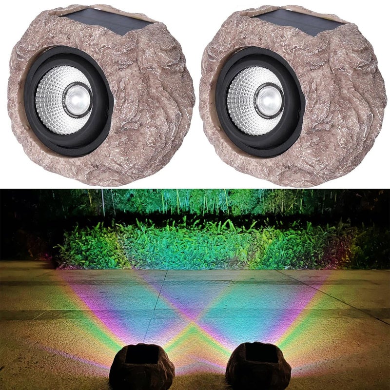 SSCDFDC Solar Rock Lights Outdoor Waterproof, 2 Pack LED Colored Garden Landscape Light, Stone Statue Bright Solar Spot Light for Path, Yard, Patio, Lawn, Porch, Yard Decoration and Lighting - Image 1