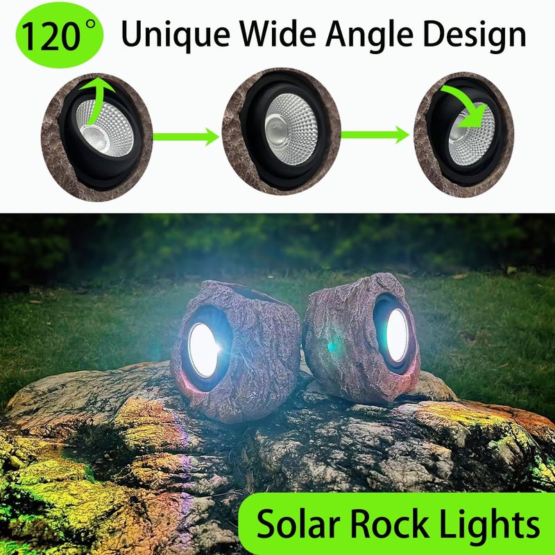 SSCDFDC Solar Rock Lights Outdoor Waterproof, 2 Pack LED Colored Garden Landscape Light, Stone Statue Bright Solar Spot Light for Path, Yard, Patio, Lawn, Porch, Yard Decoration and Lighting - Image 2