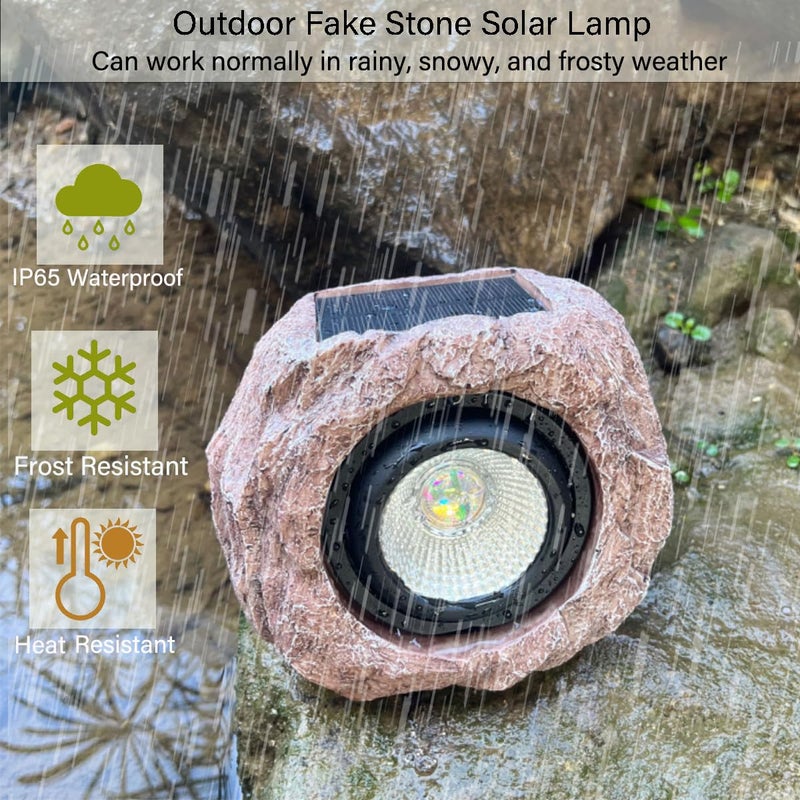 SSCDFDC Solar Rock Lights Outdoor Waterproof, 2 Pack LED Colored Garden Landscape Light, Stone Statue Bright Solar Spot Light for Path, Yard, Patio, Lawn, Porch, Yard Decoration and Lighting - Image 4
