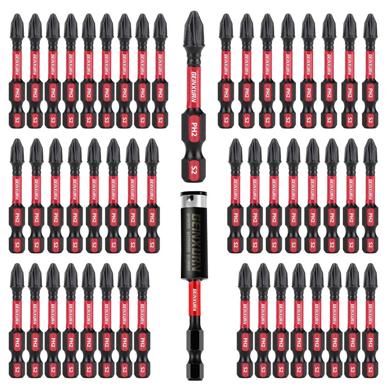 Geinxurn Impact Tough #2 Phillips 2 in. Insert Driver Bits,50Pack PH2 Screwdriver Bits Set with 1Pcs Impact Bit Holder,Bulk - Image 1
