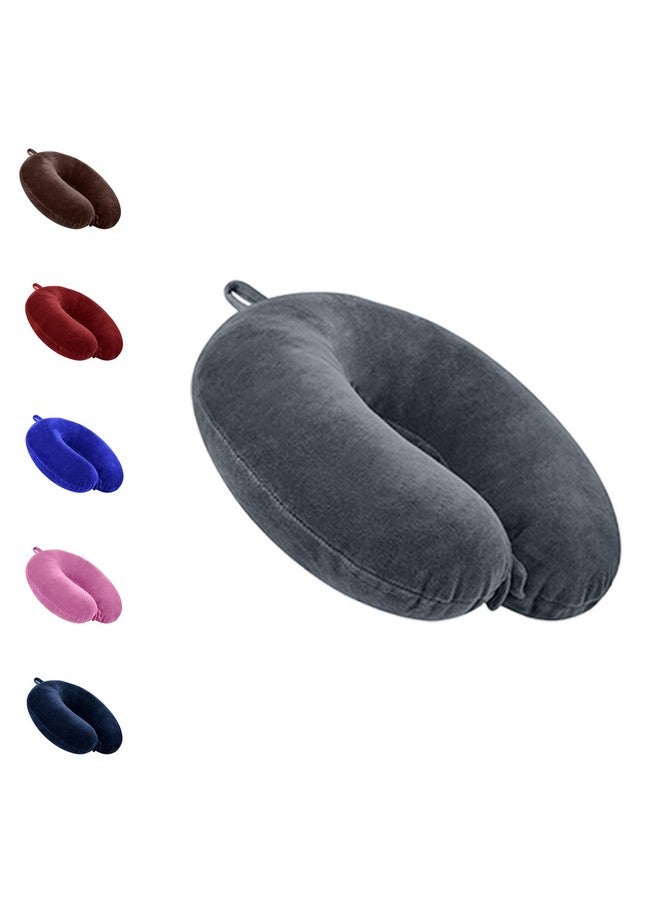 GREELI Cotton Blend Neck Pillow for Travelling Luxurious Airplane Travel Pillow Head Rest Neck Holder Pillow with 5 Years Warranty, Grey - Image 1