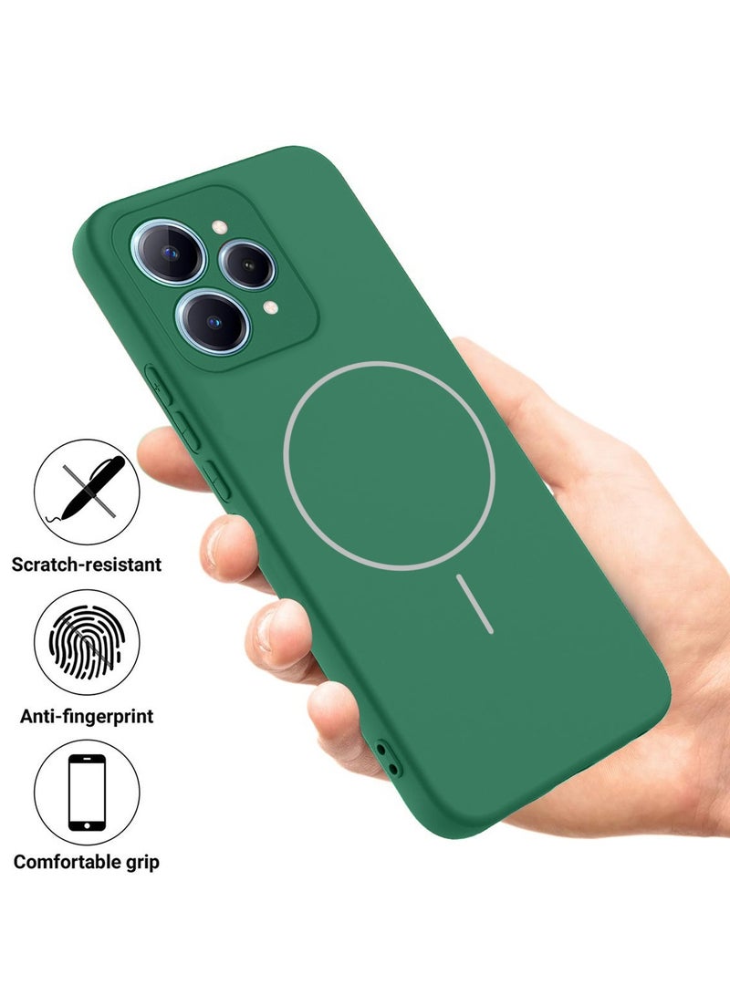 دبليو تيك ريل مي 15 5G 2025 / ريل مي 15 برو 5G 2025 غلاف غطاء سليكون سائل فاخرة متوافق مع حلقة ماغسيف رفيعة (MCMPMN) - أخضر داكن - Image 2