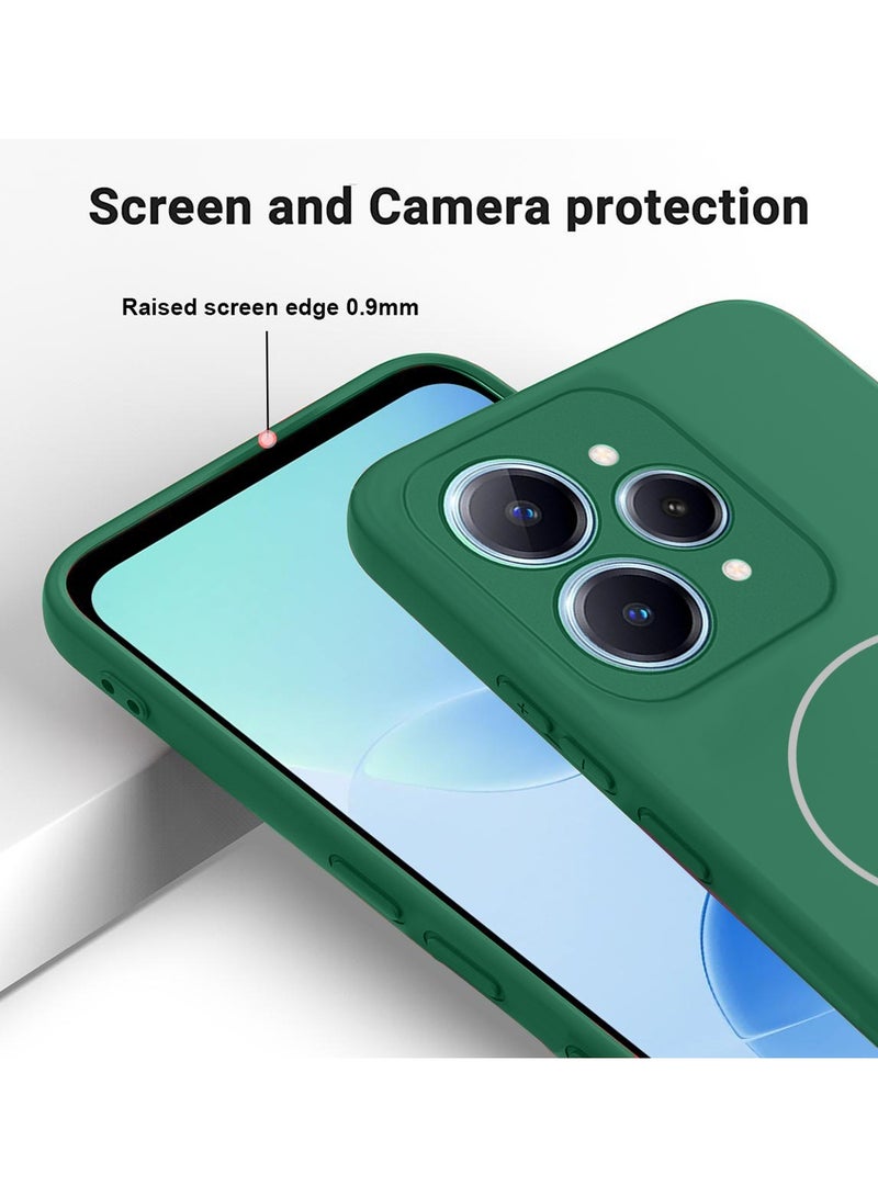 دبليو تيك ريل مي 15 5G 2025 / ريل مي 15 برو 5G 2025 غلاف غطاء سليكون سائل فاخرة متوافق مع حلقة ماغسيف رفيعة (MCMPMN) - أخضر داكن - Image 4