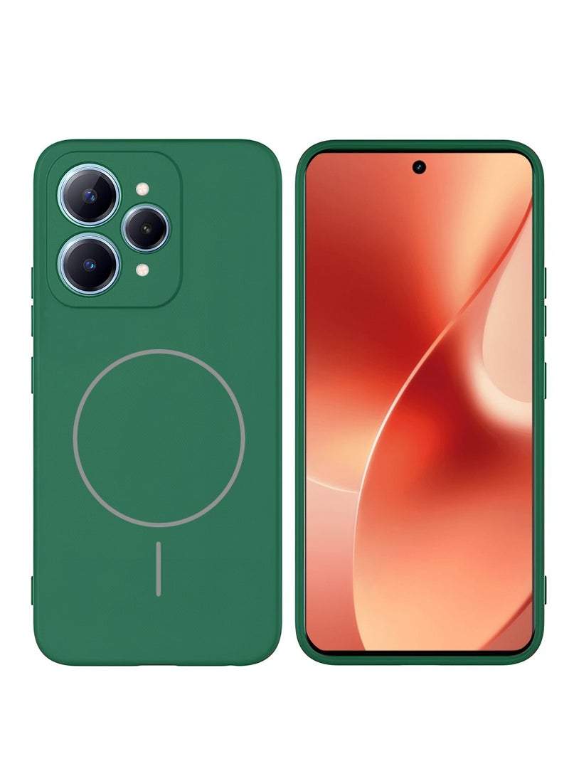 دبليو تيك ريل مي 15 5G 2025 / ريل مي 15 برو 5G 2025 غلاف غطاء سليكون سائل فاخرة متوافق مع حلقة ماغسيف رفيعة (MCMPMN) - أخضر داكن - Image 1